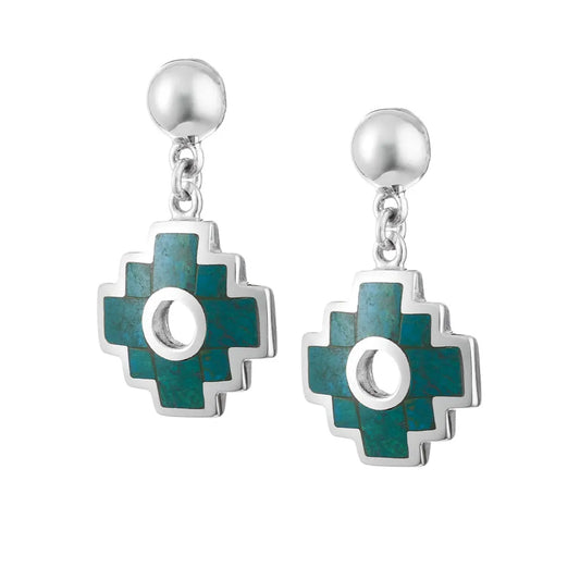 Chakana Earrings with Chrysocolla